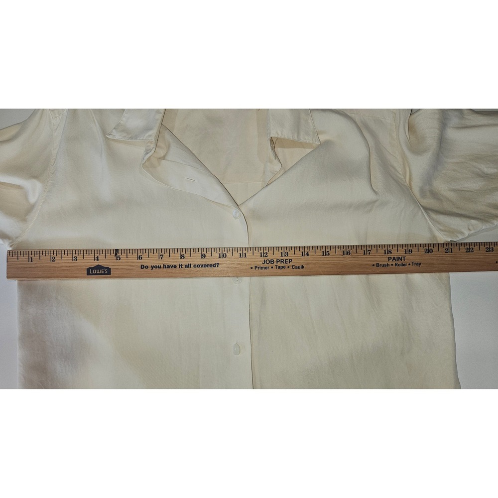 Vintage Liz Claiborne Collection 100% Silk Shirt Cream Ivory Button Down Size 4 - Picture 4 of 7